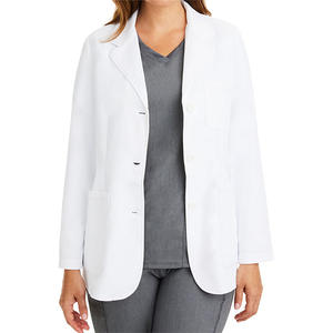 เสื้อโค้ทสำหรับห้องแล็บของผู้หญิง27นิ้วใส่สบายชุดเครื่องแบบโรงพยาบาลทอสำหรับผู้ประกอบอาชีพทางการแพทย์มีหลายสี - Product Image 5