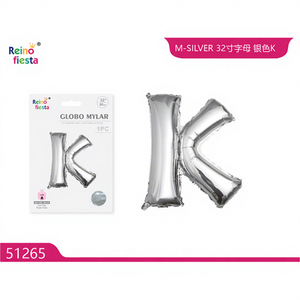 Palloncino in Foil a Forma di 'K' Argento da 32 Pollici, Decorazione per Feste di Laurea e Festa della Mamma, Fornitore all'Ingrosso Peiyong - Product Image 1