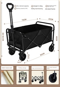 Tùy Chỉnh OEM Xách Tay Ngoài Trời Vườn Bãi Biển Gấp Cắm Trại Giỏ Hàng Hành Lý Tay Xe Đẩy Có Thể Gập Lại Thiết Kế Mua Sắm Công Cụ - Product Image 2