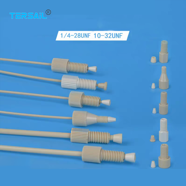 PEEK 1/16" Fitting Connector, PEEK Threaded Adapter for HPLC High Performance Liquid Chromatography 1/4-28UNF 10-32 Screw Thread