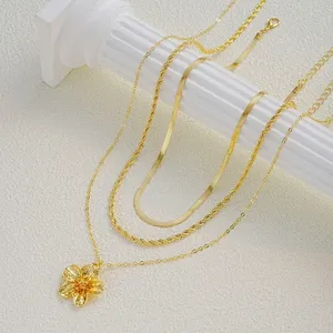 RINHOO Renkli Zirkon Y Şeklinde Uzun Püsküllü Metal Çiçek Kolye Taklidi İnci Fiyonklu Ayçiçeği Gerdanlık Kadın Takısı - Product Image 6