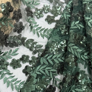 Tessuto in Pizzo Verde Smeraldo con Perline, Lussuoso Ricamo con Perline e Paillettes, Tessuto in Pizzo Francese per Abiti da Sposa e Abiti Africani da Donna - Product Image 5
