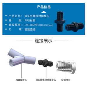 Baisuyuan Double-ended External Thread Connector 1/4 In PPS Rigid For <b>Electrical</b> <b>Wire</b> Protection - Product Image 5