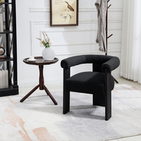 Chaise de salle à manger contemporaine de style mi-siècle, de haute qualité, forme personnalisée, en tissu bouclé et bois d'hévéa, chaise rembourrée en velours pour la maison