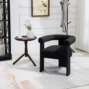 Silla de Comedor de Estilo Contemporáneo de Mediados de Siglo, de Alta Calidad, con Forma Personalizada, Tapizada en Tela Bouclé y Madera de Caucho, Silla Tapizada en Terciopelo <span class=keywords><strong>para</strong></span> el Hogar - Product Image 4