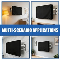 Funda para TV de Exterior Impermeable, Resistente a los Rayos UV y Ecológica, con Revestimiento Plateado, Bolsillo para Control Remoto, Tela Oxford Resistente y Cierre de Velcro