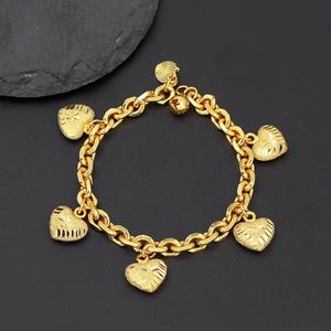 Jxx 24K Gold Plated Peach Heart Bracelet Wholesale Price Stylish Charm Bracelets for Women with Zircon Stone Main Material Brass - Product Image 5