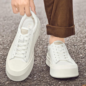 <b>Men's</b> <b>Platform</b> <b>Shoes</b> Inner Height Increasing Board Fashionable White Mesh Breathable Lightweight Spring Low-top Casual <b>Shoes</b> - Product Image 2