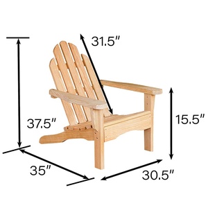 Chaise Adirondack en bois de pin de Nouvelle-Zélande, écologique, non finie, portable, empilable, pour cour, espace vert, robuste, durable - Product Image 1