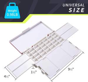 <span class=keywords><strong>Palette</strong></span> de <span class=keywords><strong>peinture</strong></span> aquarelle vide XinyiArt à 28 alvéoles, étanche, avec couvercle et 4 plateaux de mélange, organisateur de peintures à base d'eau - Product Image 2