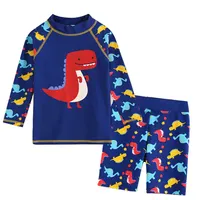 Nadar nadar niños Camiseta de manga larga erupción camisas protección solar UPF 50 + trajes de baño de dinosaurio impreso traje de baño conjunto