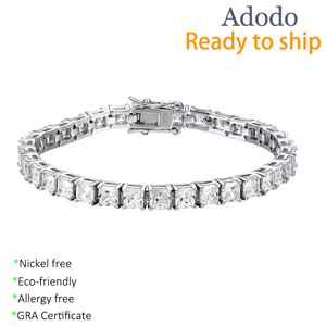 Edle Schmuckstücke Prinzessschliff 4*4MM Kubisches Zirkonia Tennis-Kette S925 Silber Weißgold Plattiert Anlaufgeschütztes Armband für Damen 12/1 - Product Image 1