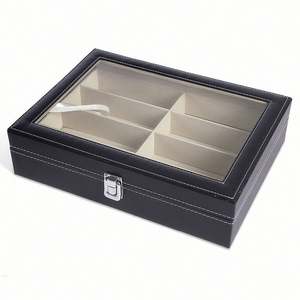 Boîte de rangement portable en cuir PU noir à 8 compartiments pour lunettes de soleil et de vue – Vente en gros - Product Image 5