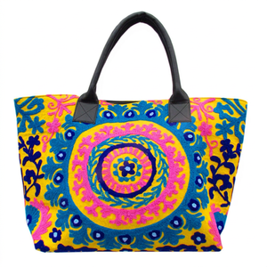 Wholesale Indian Handmade Embroidery Cotton <b>Canvas</b> Tote Bags for Women and Girls-Travel Shoulder Bag - Product Image 1