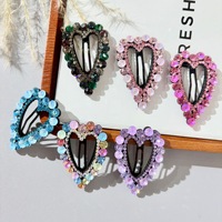 Pinces à cheveux en cuir souple avec strass en forme de cœur creux, épingles à cheveux tendance et exquises, accessoires pour bébés, vente en gros