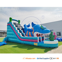 Château gonflable aquatique de qualité commerciale pour l'extérieur, avec toboggan aquatique, thème « Paradis des requins », pour adultes