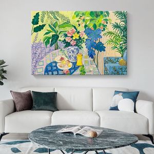 Pintura Decorativa Abstracta de Plantas al Óleo sobre Lienzo, Estilo <span class=keywords><strong>Matisse</strong></span>, de Alta Gama, Enmarcada, para Sala de Estar, Comedor, Entrada, Nicho, Arte para Colgar en la Pared - Product Image 2
