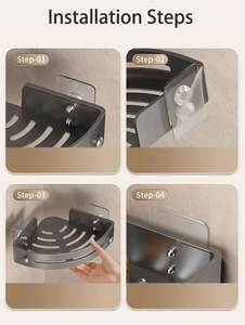 Wall Shelf Set No Punching <b>Corner</b> Rack <b>Bathroom</b> Organizer Plastic Wall Mounted <b>Bathroom</b> Storage Rack - Product Image 6