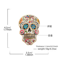 Broche de Calavera con Flores de Colores del Día de Muertos Mexicano para Halloween