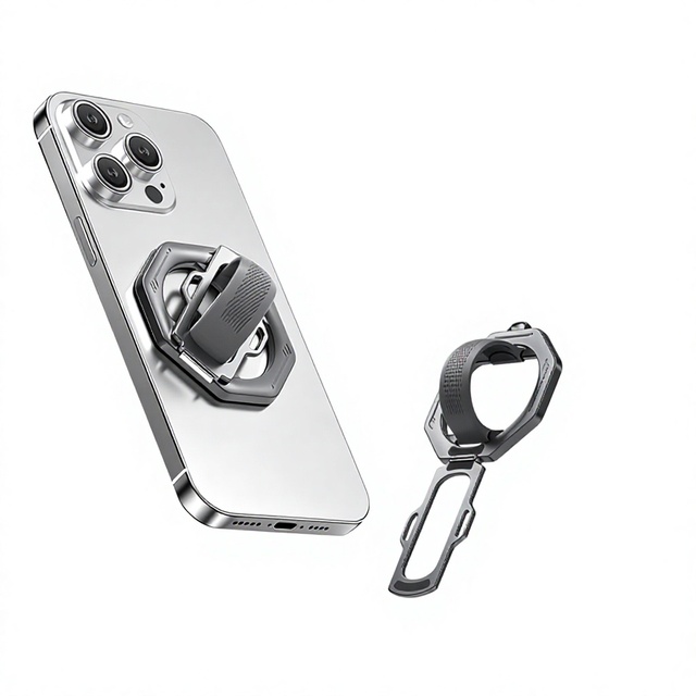 Cross-border Zinc Alloy Magnetic Phone Holder Multi-functional Rotating and Foldable Non-slip Desktop Silicone Ring Stand
