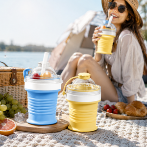 Gobelet à glaçons en silicone portable, pliable, réutilisable, anti-fuite, sans BPA, pour les voyages d'été, pour café et jus, directement de l'usine - Product Image 1