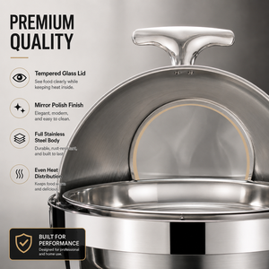 Recipiente para Buffet de Acero Inoxidable de 9L, Calentador de Alimentos Rectangular Hidráulico, Equipo de Catering Comercial con Tapa de Vidrio - Product Image 5