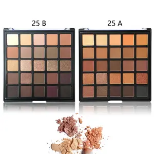 Grosir Pabrik 25 palet eyeshadow makeup pigmen tinggi membuat merek Anda sendiri palet eyeshadow kustom glitter label pribadi