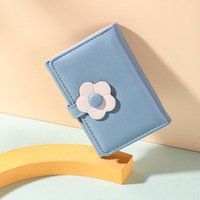 Dompet Lipat Wanita PU Hadiah Pendek Lucu Kecil Motif Bunga Segar Gaya Korea Populer di Internet Dompet Koin Dropshipping