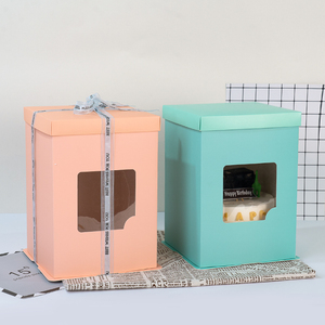 Emballage Unique fantaisie Logo en carton en vrac 10X10X5 pouces boîte à gâteau de mariage de luxe avec fenêtre à vendre - Product Image 1