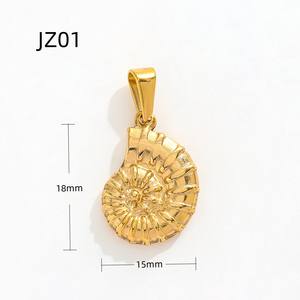 Ciondolo Trendy in Acciaio Inossidabile Placcato Oro 18k PVD, Design Conchiglia, Stella Ottagonale, Angelo, Bilancia per Collane di Gioielli alla Moda - Product Image 4