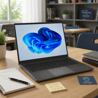 Ordinateur portable IA hors ligne 15,6 pouces pour déploiement local, Intel N150 Quad Core, 32 Go DDR4, SSD 1 To, charnière à 180 degrés, fibre de carbone 3D