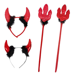 Red Devil Horn <b>Headband</b> for <b>Halloween</b> Masquerade Props Adult & Children's Harpoon Suit Party Decorations - Product Image 5