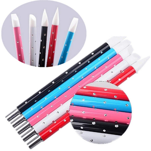 Lot de 5 stylos de nail art carrés solides pour gravure et gaufrage, avec embout en silicone pour colle et strass, outil de manucure - Product Image 3