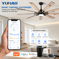 Ventilateur de plafond LED intelligent sur mesure de grande taille avec moteur BLDC 62-72 pouces pour villa, bureau, salle de classe, école, gymnase, hall d'hôtel
