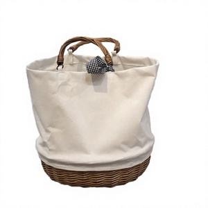 Custom Blank <b>Large</b> Capacity Simple Ladies Girls Shoulder Sling Handbags <b>Storage</b> <b>Basket</b> Foldable Design for Women Fabric Wicker - Product Image 4