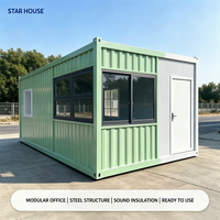 Maison conteneur préfabriquée modulaire de 20 pieds, unité détachable résistante au vent pour logement temporaire sur chantier ou espace commercial