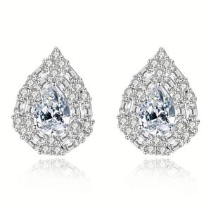 Conjunto de Collar, Pendientes y Anillo de Plata con Circonita Corte Pera, Bañado en Rodio, Joyería de Lujo de Alta Calidad para Regalo de Boda o Fiesta - Product Image 5