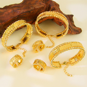 Juego de Joyería de Lujo con Diseño de Cuentas de Dubái, Chapado en Oro de 21k, Conjunto de Anillo y Brazalete Abierto para Novia, para Mujeres, para Bodas y Fiestas - Product Image 5