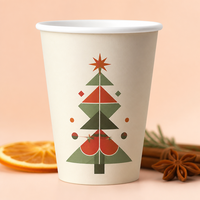 Gobelet à boisson chaude à paroi simple de Noël, motif canne à sucre, en papier kraft, robuste, anti-fuite, à emporter, 12 oz, vente en gros, directement de l'usine