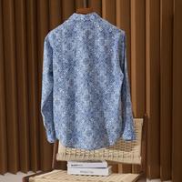 Kemeja Pria Bermotif Premium 100% Linen Kancing Tunggal Kasual Bernapas Atasan Musim Panas Kerah Kancing Logo Kustom OEM ODM