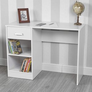 1 Drawer Wooden Bedroom Computer Work Table Office <strong>Desk</strong> Dressing Jewellery <strong>Unit</strong> (White) - Product Image 4