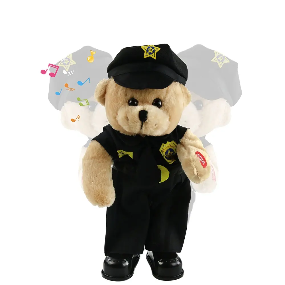 歌う警察テディベアダンスぬいぐるみクマのおもちゃミュージカルぬいぐるみ本物の制服電気インタラクティブ