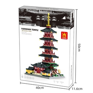 Wange 6235 Modèle de blocs de construction assemblables du Temple de Hanshan, petites particules, Pagode Puming, Jouets de construction d'inspiration chinoise ancienne - Product Image 5