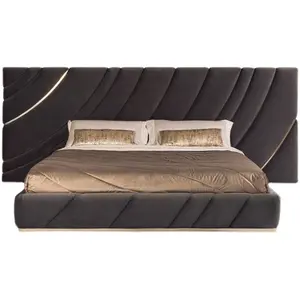Luxus High Premium maßge schneiderte italienische Design King/Queen-Size-Doppelbett aus Stoff mit großen Kopfteil Leder Schlafzimmer möbel