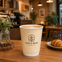 Gobelet en papier pour café, écologique, biodégradable, avec logo personnalisé, double paroi isolée, pour boissons chaudes et froides, vente en gros