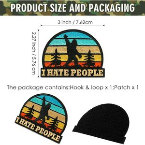 Parche bordado termoadhesivo de fieltro no tejido de poliéster, redondo y colorido, con diseño 'I Hate People' Sasquatch Bigfoot - Product Image 6