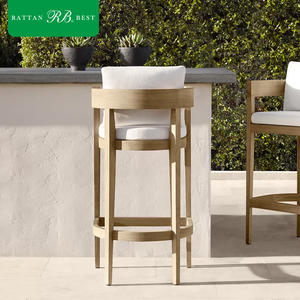 Sgabello <span class=keywords><strong>da</strong></span> Bar Moderno e Lussuoso in Legno di Teak Invecchiato, Comodo per Esterni, <span class=keywords><strong>Set</strong></span> per Hotel, Bordo Piscina e <span class=keywords><strong>Giardino</strong></span> - Product Image 2