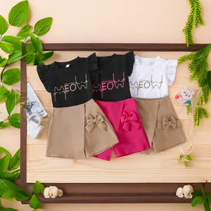 Kinderen Peuter Kinderen Bedrukte Baby Kleding Sets Zomer Schattige Gloednieuwe Meisjes Kleding Sets Voor Mode Outfit