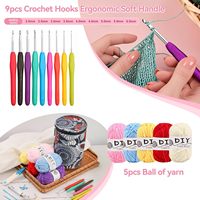 Kit de crochet de 113 pièces avec fil et sac de rangement, ensemble de crochet ergonomique pour débutants, fournitures de tricot DIY