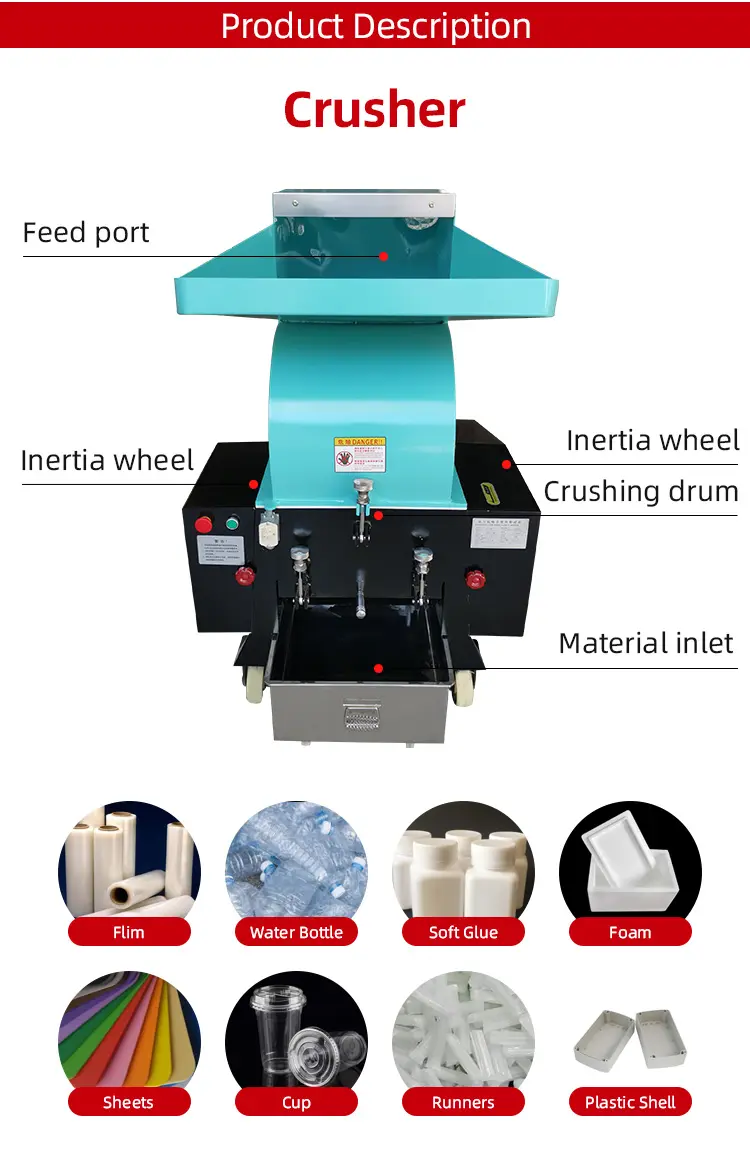 Macchina trituratore di plastica Mini trituratore industriale di alta qualità